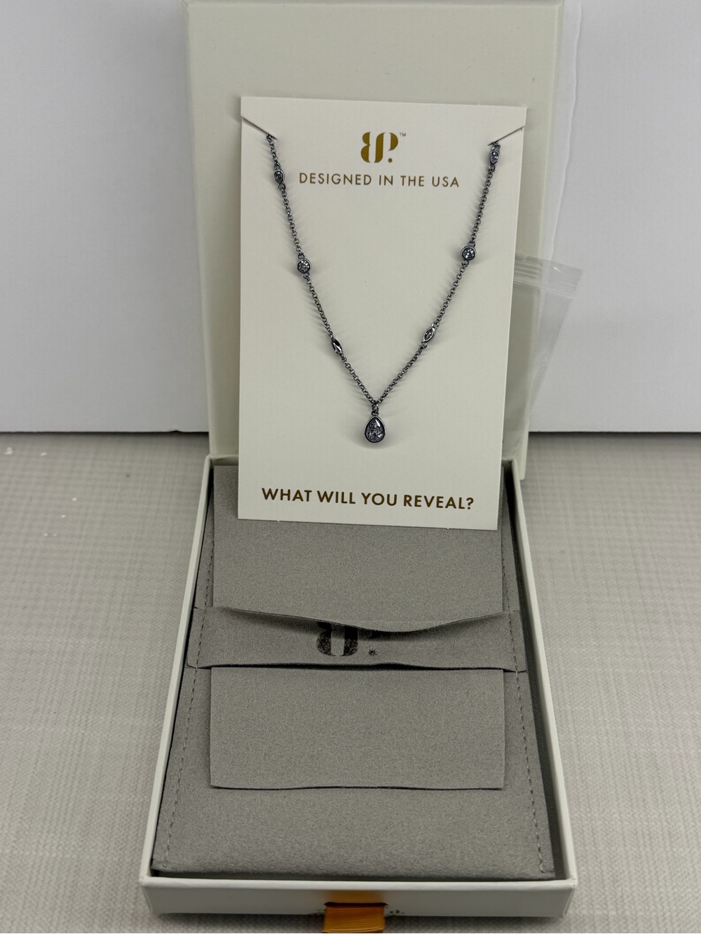 Bomb Party Lumina Necklace Cubic Zirconia Hematite Plating NIB